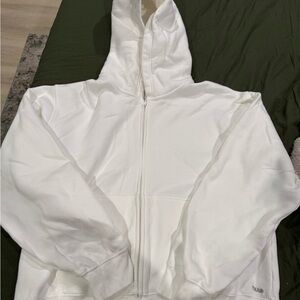 Plain White Aritzia Full-Zip Hoodie